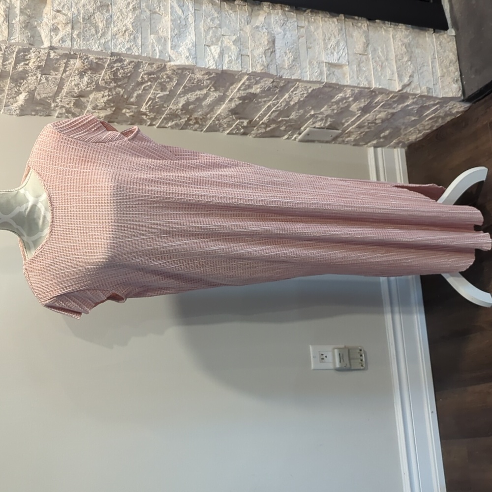 Anthropologie Sabrina Musayev blush pink crepe dress with cutout v at back